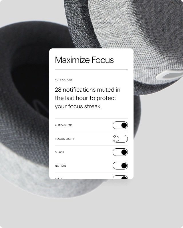 Neurable headphones - manage focus controls menu.