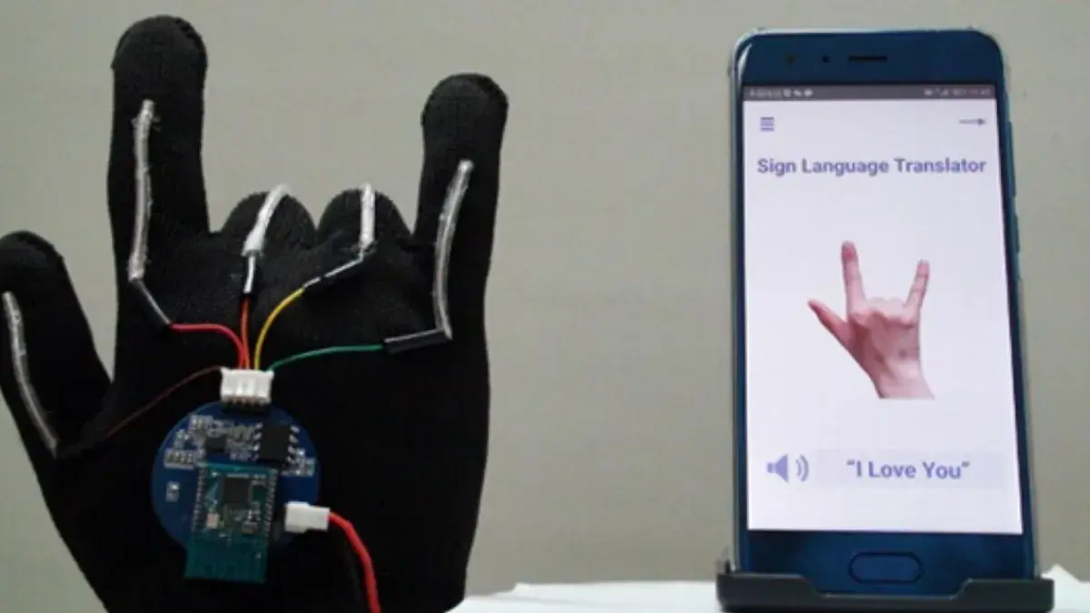 Showcasing tech glove that translates sign language in real-time.