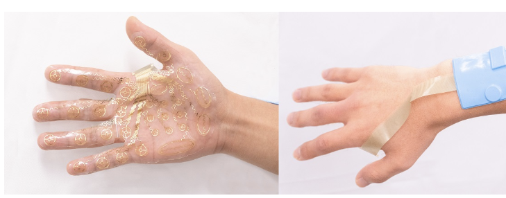 Skin VR device on a person's hand
